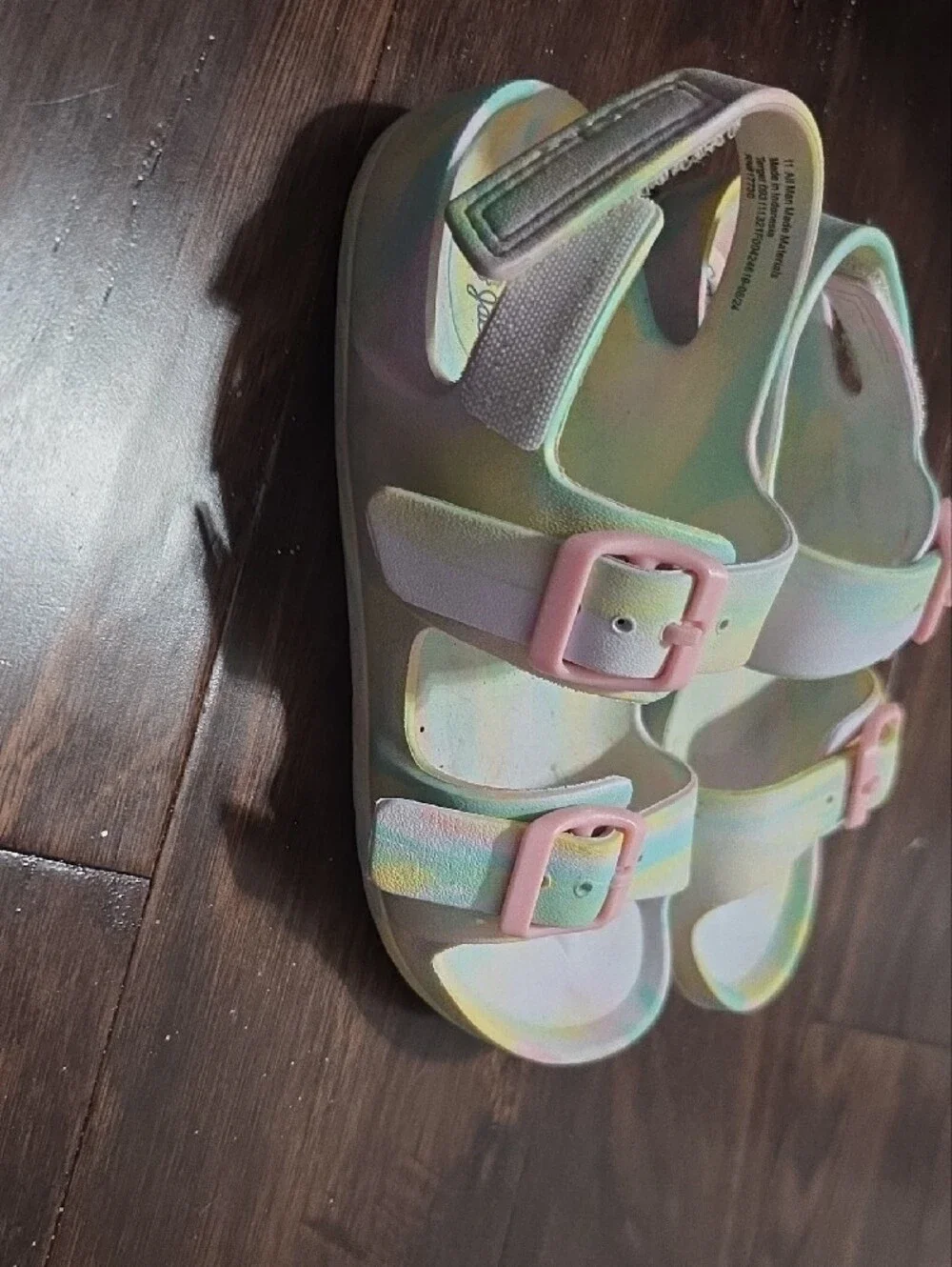 Cat & Jack Pastel Tie-Dye Sandals with Pink Buckles